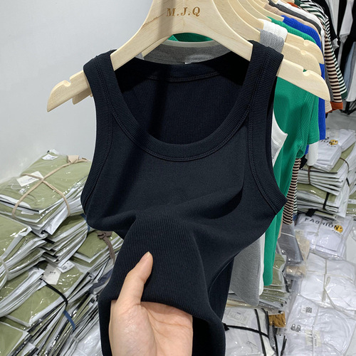 Summer Korean style tight-fitting threaded camisole top for women, anti-exposure, versatile, breast-covering, pure lust top