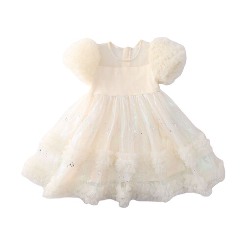Summer Dress for Girls 2024 New Arrival Mermaid-inspired Netting Princess Dress Trendy Short-sleeve Skirt