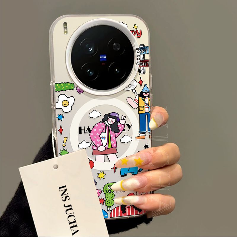 适用vivox200ultra手机壳艺术感小众VIVOx200磁吸x200pro彩色女孩|undefined
