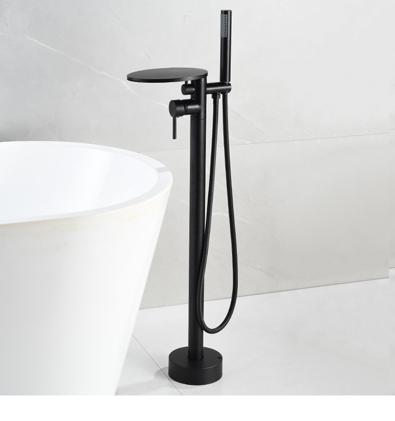 The factory supplies water-plated grey floor-standing waterfall bathtub faucets with high-flow cold and hot dual-control shower heads undefined