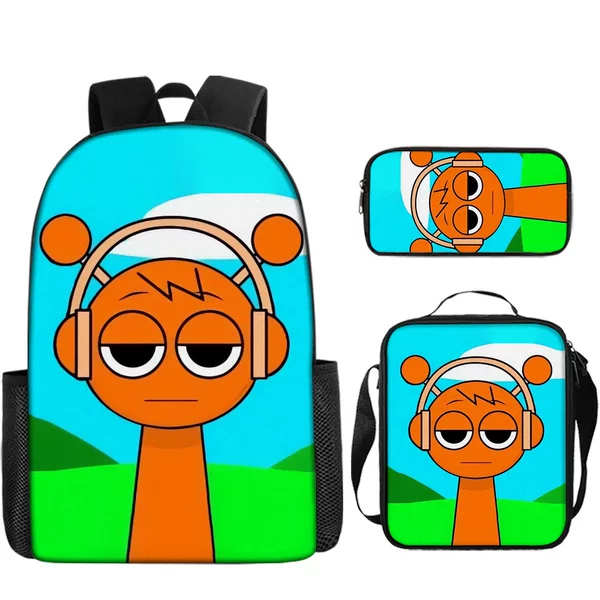 Cross-border latest big selling rhythm box Sprunki student schoolbag backpack backpack three-piece set a generation of hair