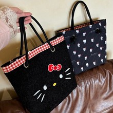一包两背秋冬羊羔毛kitty手提包刺绣耐脏通勤包百搭可爱厚实单肩