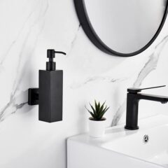 304 Black Wall Mounted Soap Dispenser Press Hand Sanitizer Shower Gel Shampoo Bottle Hotel Engineering Supplies New
