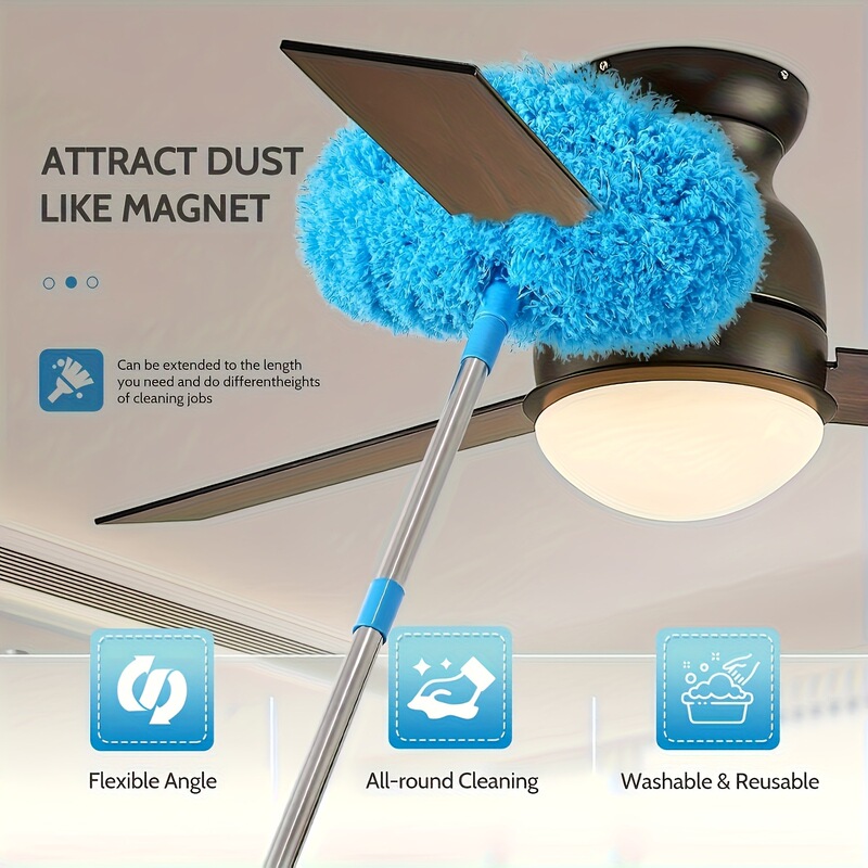 Cross-border ceiling fan cleaning tool, feather duster for dust removal, household dust sweeper, ceiling high-altitude cleaning tool, fiber duster
