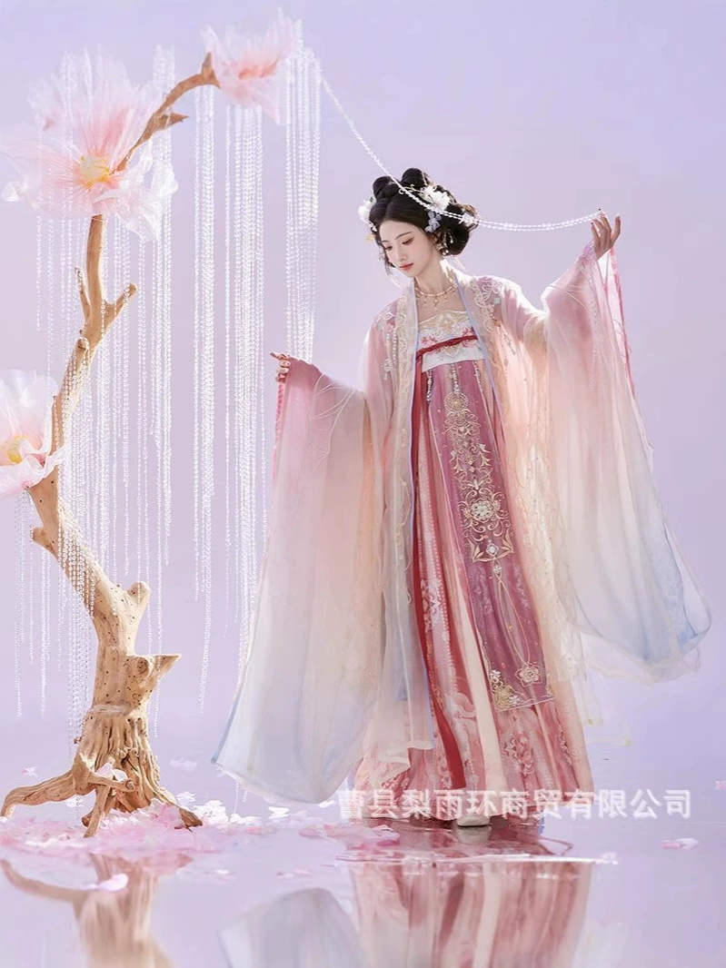 Hanfu Girl Tang [Белый нефритовый шар] Принцесса с большими рукавами, тяжелая вышивка, женская весна и лето, новый костюм, юбка