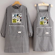 韩版防污棉布长袖罩衣时尚卡通工作服外穿围裙家用厨房耐脏护衣女
