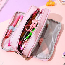 铅笔盒笔袋笔袋小多层创意文具跨境初中日韩高学生牛津布多功能