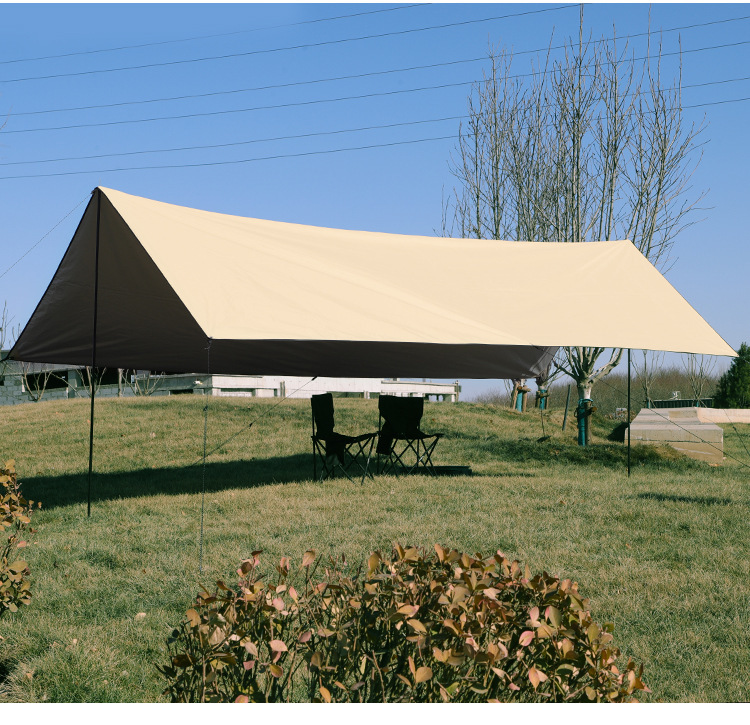 Outdoor Canopy Tent for Camping, Windproof and Sunproof, Khaki Color, Rain Shelter, Four-Cornered Awning, Heavy Rain Waterproof