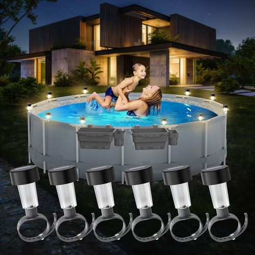 Solar LED Pool Lights suitable for ground pool railing decoration, waterproof LED pool accessories, night lights