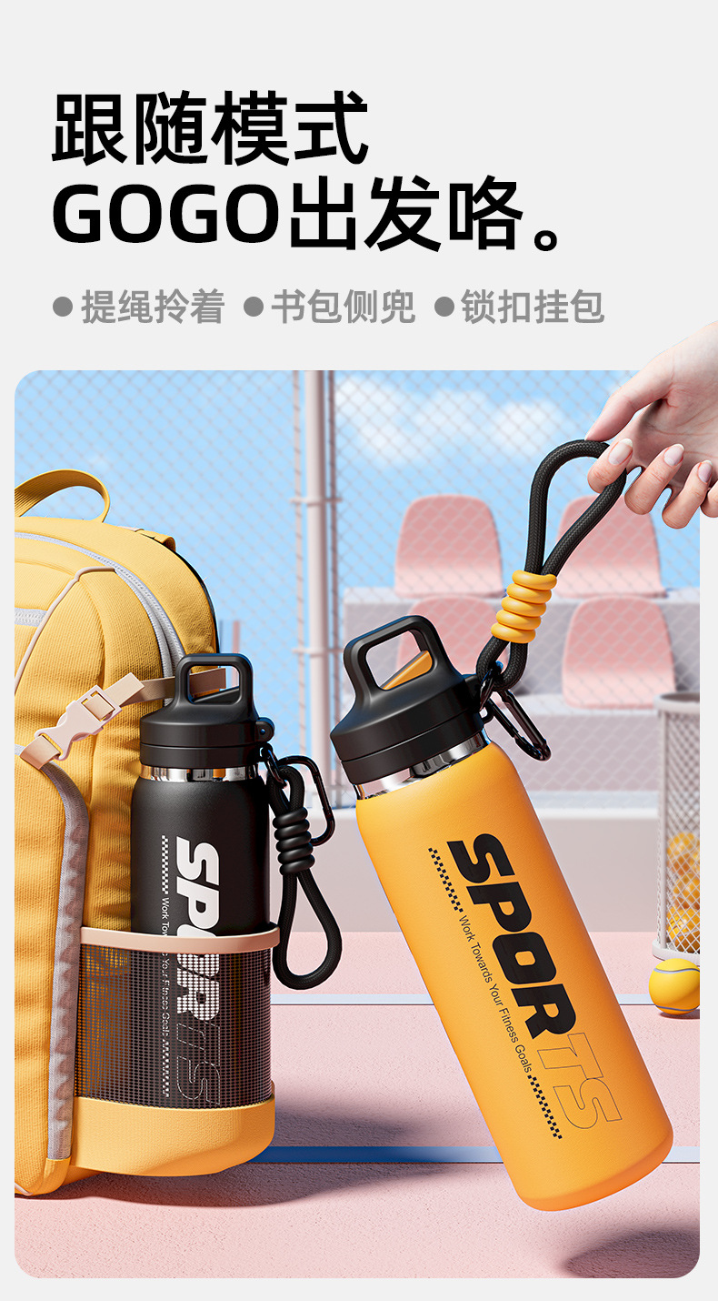 Neue Edelstahl-Isolierflasche mit One-Touch-Deckel, Outdoor-Trinkflasche, Fahrrad-Sportflasche, Schüler-Strohhalm-Becher