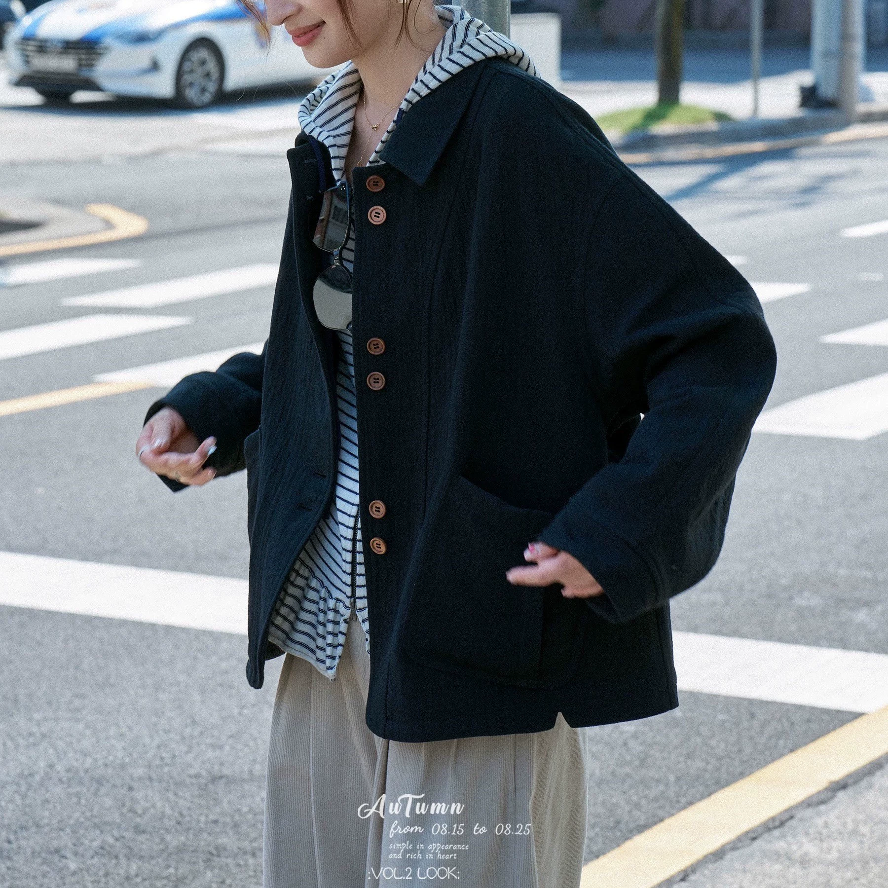 "White Draw" "Furi Times" 25AW New Texture Sense Nordic Retro Short Trench Coat Blazer