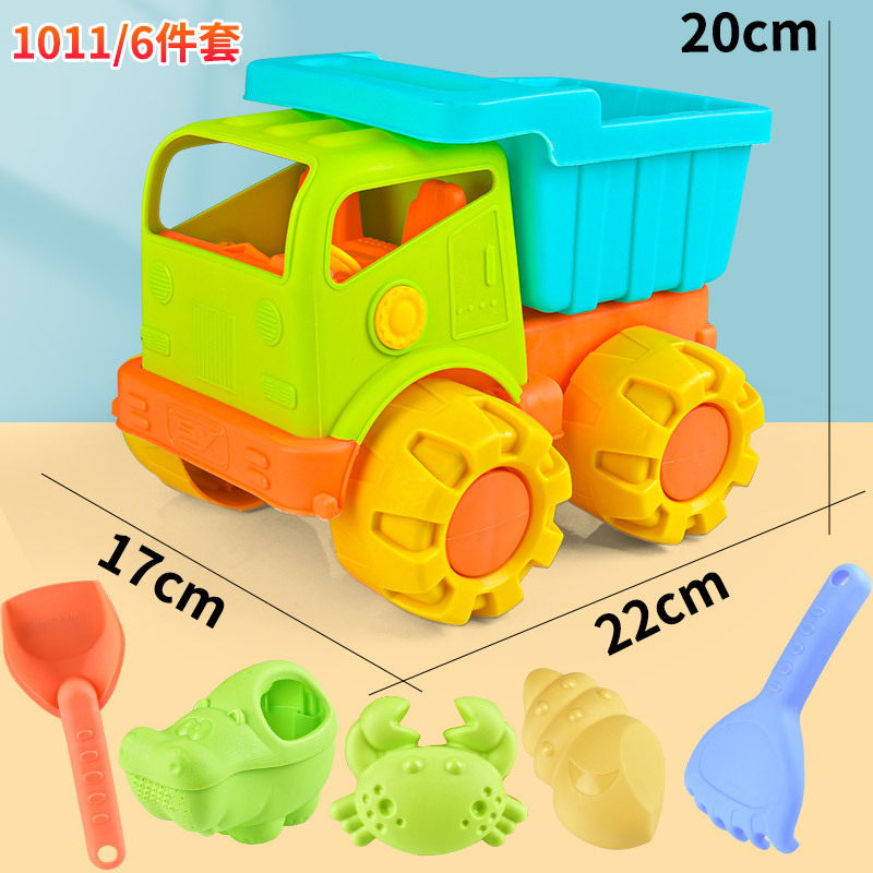 Venta al por mayor de dibujos animados de playa para niños coche de juguete traje grande playa de arena playa cubo herramienta puesto