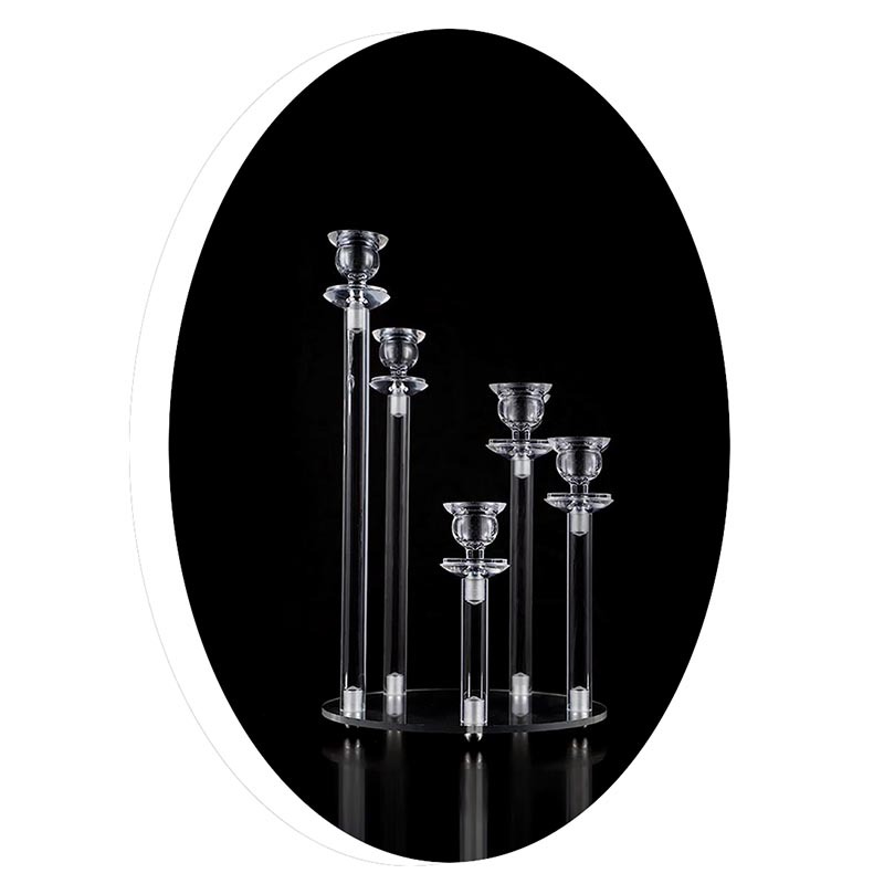 Cruz-frontera accesorios de la boda de acrílico 5-cabeza candelabro fiesta de cumpleaños restaurante occidental casa comedor Mesa Electrónica vela adornos