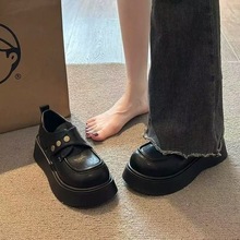 英伦风黑色厚底增高小皮鞋女气质单鞋2025年新款春季玛丽珍乐福鞋