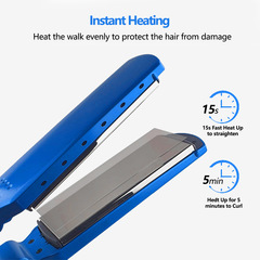 廠家直銷3/4蘭色寬中板夾板藍色負離子5檔調溫直發器外貿直髮夾板