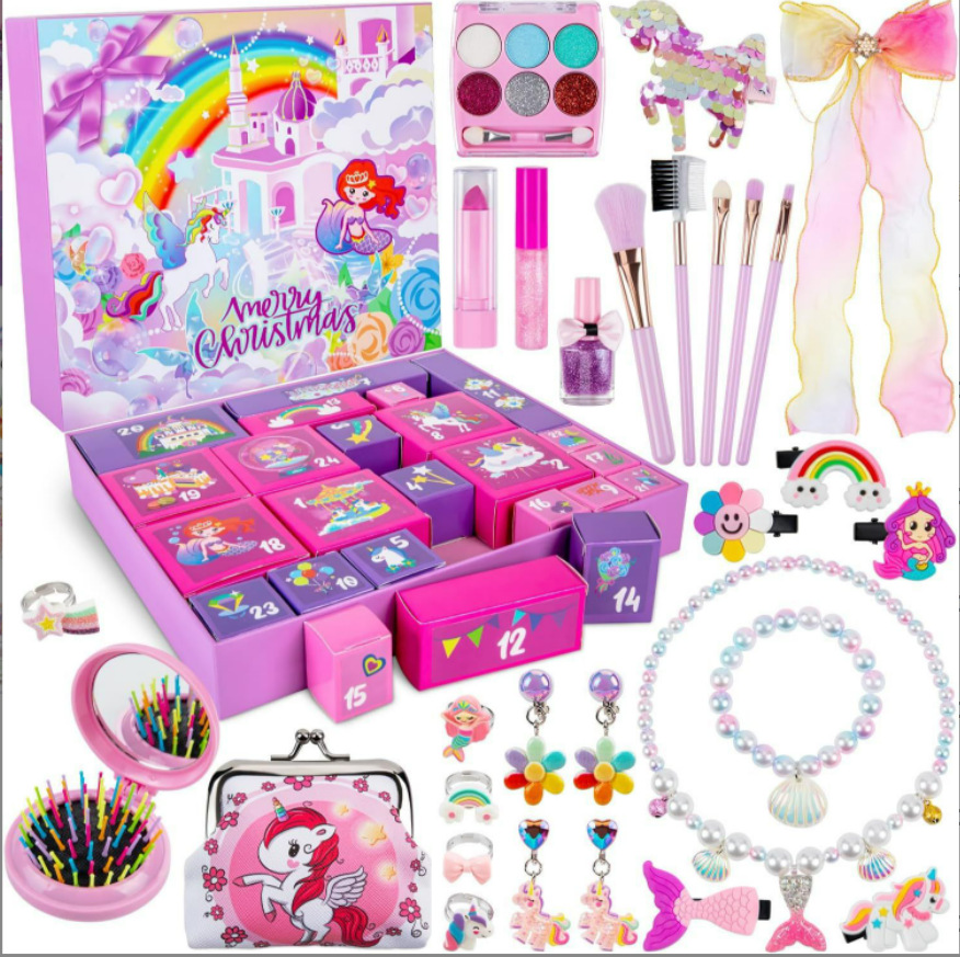 2023 Navidad cuenta atrás caja de montaje bloques construcción descompresión joyería unicornio chica juguete niños y niñas regalo