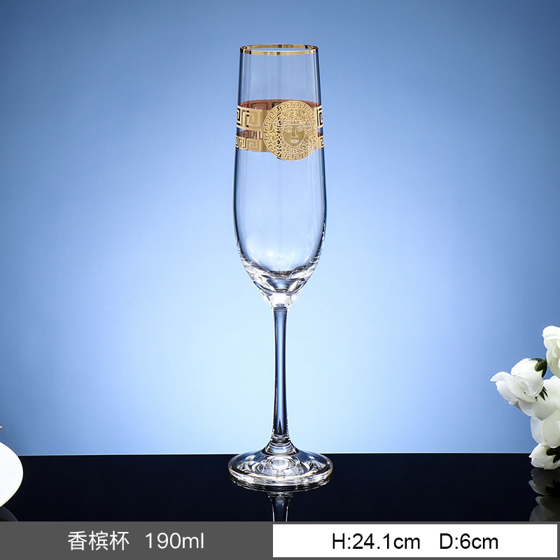 Tazas de vino de cristal sin plomo importadas de la República Checa, tazas de vino europeas caseras de lujo con vinos de oro