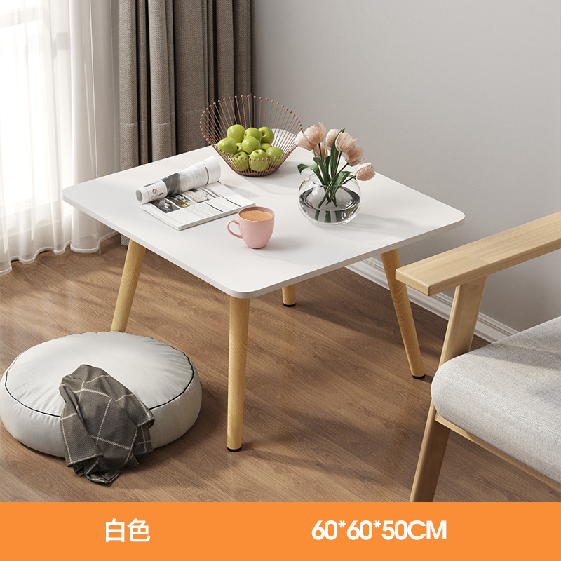 따뜻한 흰색 60*60*50 "강화 된 단단한 나무 다리" 정사각형 테이블