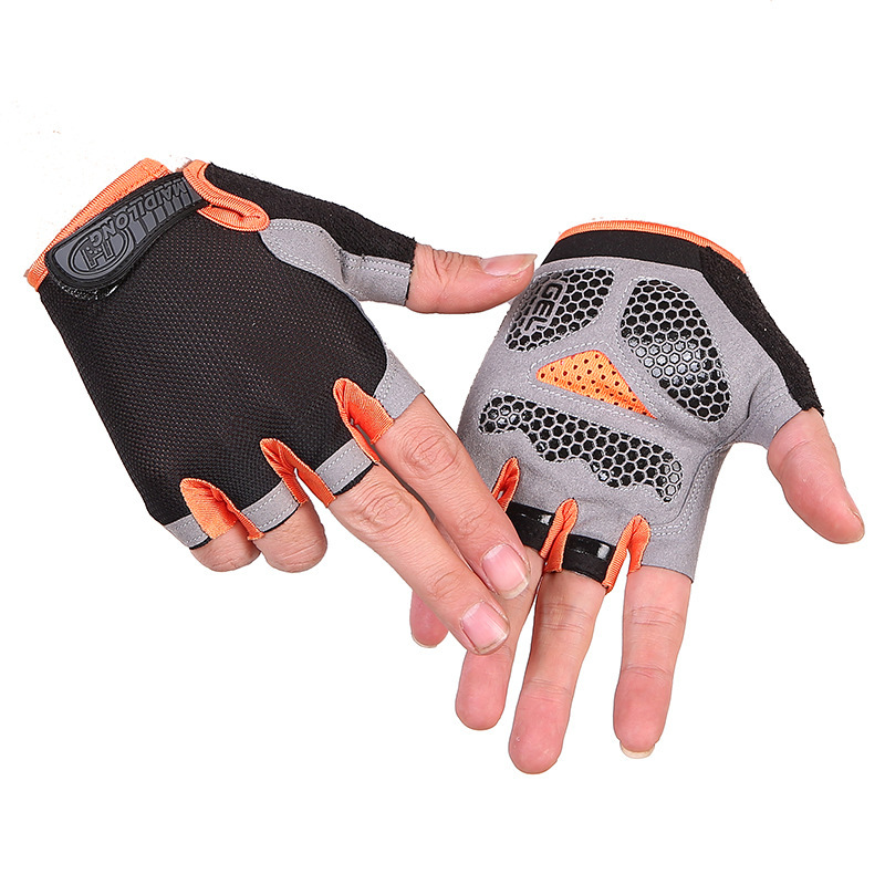 Plegable neto equitación fitness halterofilia medio dedo guantes tácticos fitness deportes al aire libre hombres y mujeres guantes de protección solar