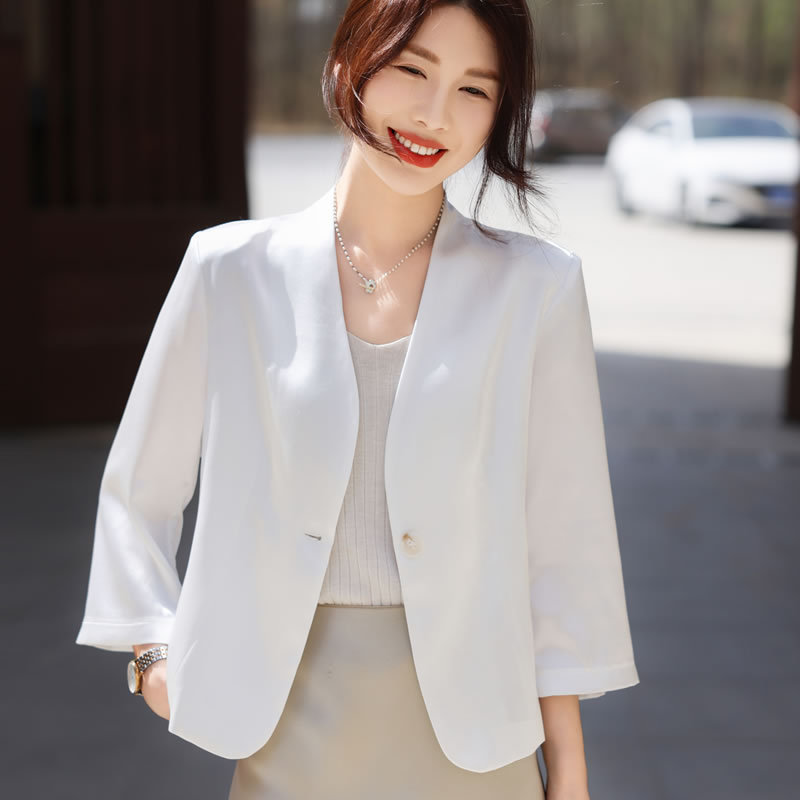 Spring and Summer New Elegant Small Suit Jacket Women's Small Slim-fit Slimming Seven-point Sleeve Small Suit Sunscreen Top