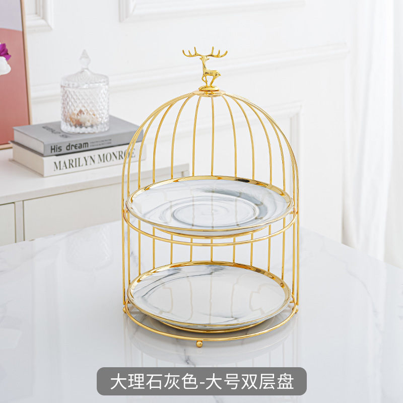 Estilo nórdico cerámica multi-capa plato de fruta sala de estar tarde té postre mesa de postre bandeja de la torta de lujo ligero soporte de exhibición