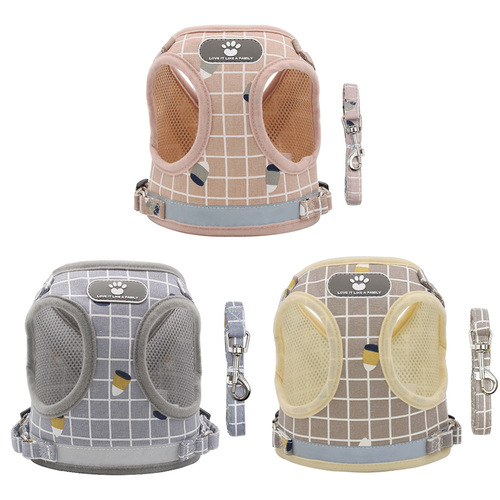 Cross-border pet leash dog harness vest anti-breakaway polyester cat leash pet supplies wholesale