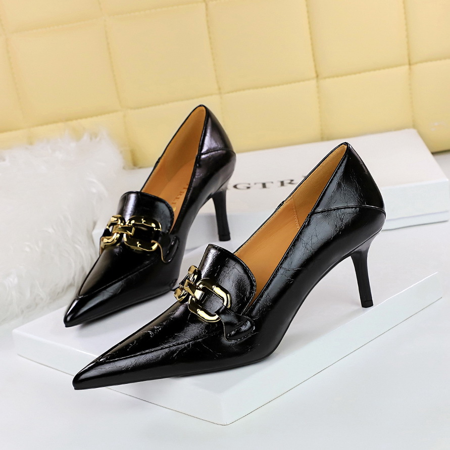 Damen Stiletto High Heels Mit Metallschnalle Und Spitzer Form_voghion.com