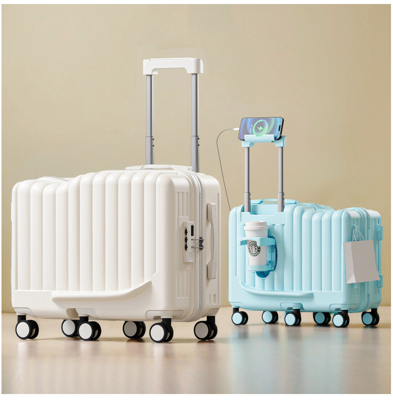 Kinderkoffer mit Sitzfunktion Mädchen Trolley Reisegepäck 20 Zoll Handgepäck Jungen Reisekoffer kleine Lederkoffer