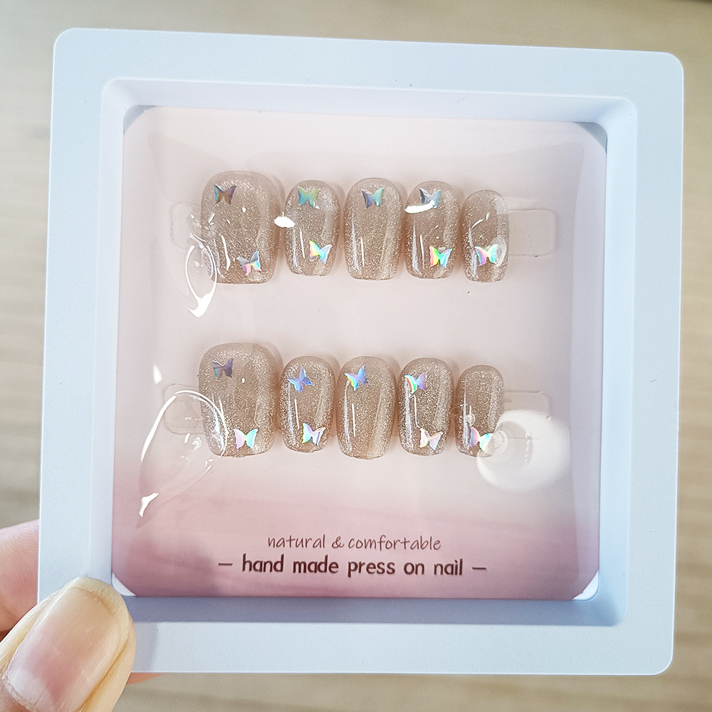 10 piezas de código de decodificación simple ojo de gato manicure parche de uñas de fototerapia estereoscópica láser manual mariposa para usar uñas