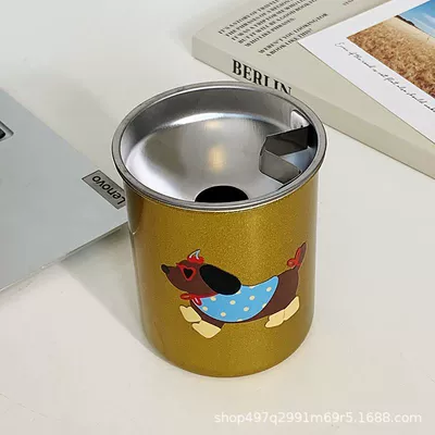 dormitory, bedroom, living room, funnel-shaped – Car ashtray - golden-sunglasses-dachshund