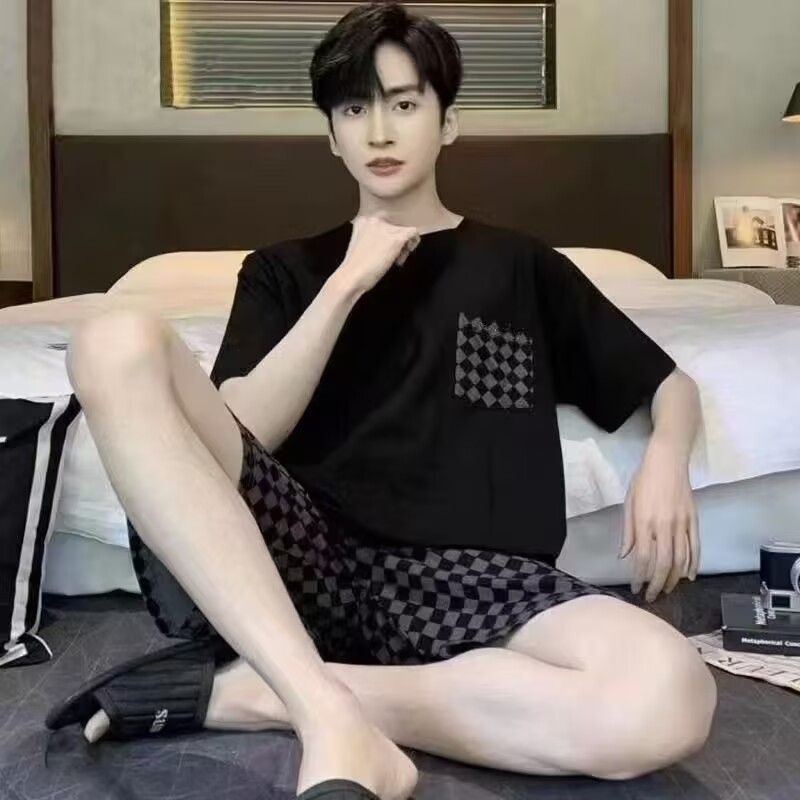 2026 comercio exterior transfronterizo verano estilo coreano de dibujos animados hombre simple relajado ocio de manga corta traje de ropa para el hogar se puede usar fuera