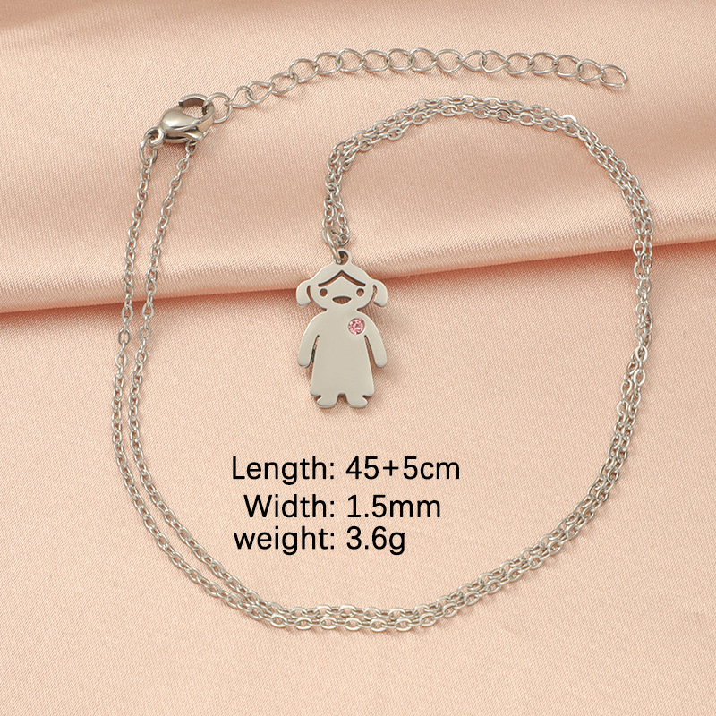 Collana con ciondolo semplice, elegante e personalizzabile, in stile cartone animato, per ragazzi e ragazze, con clavicola a forma di cartone animato._voghion.com