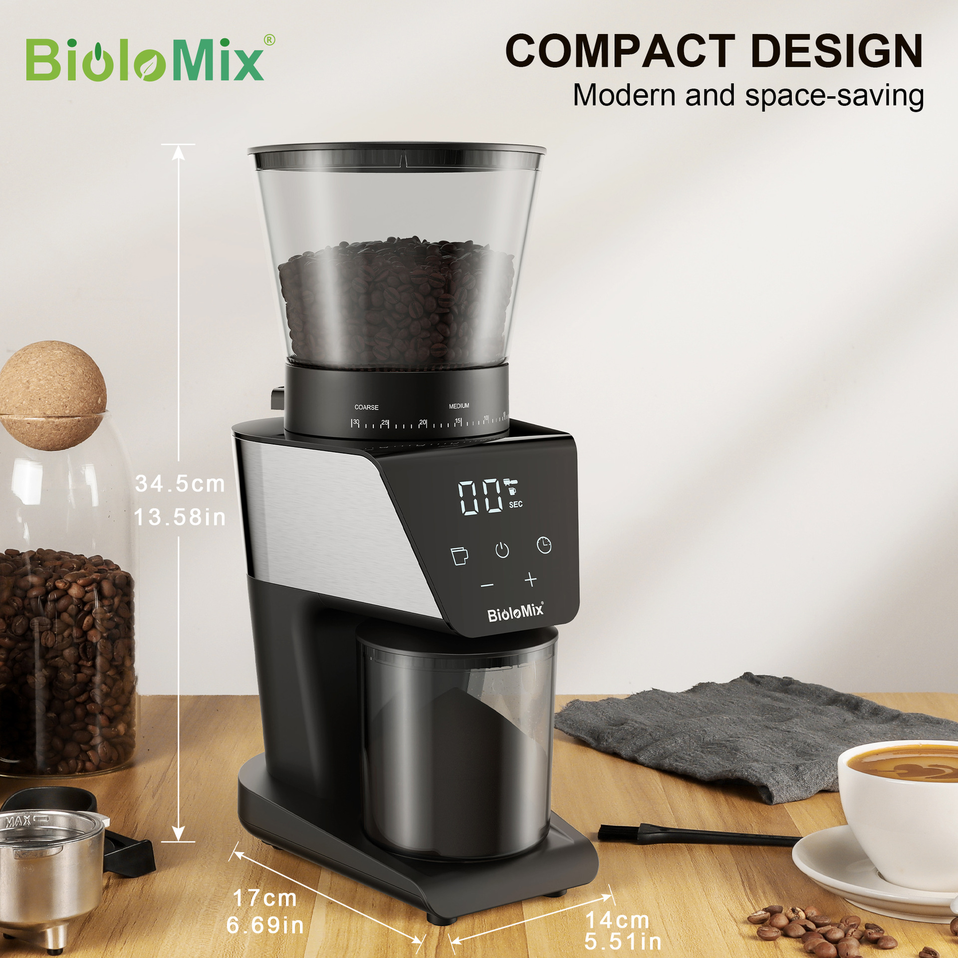 BioloMix molino de café eléctrico cono molino de frijoles molino de café Burr