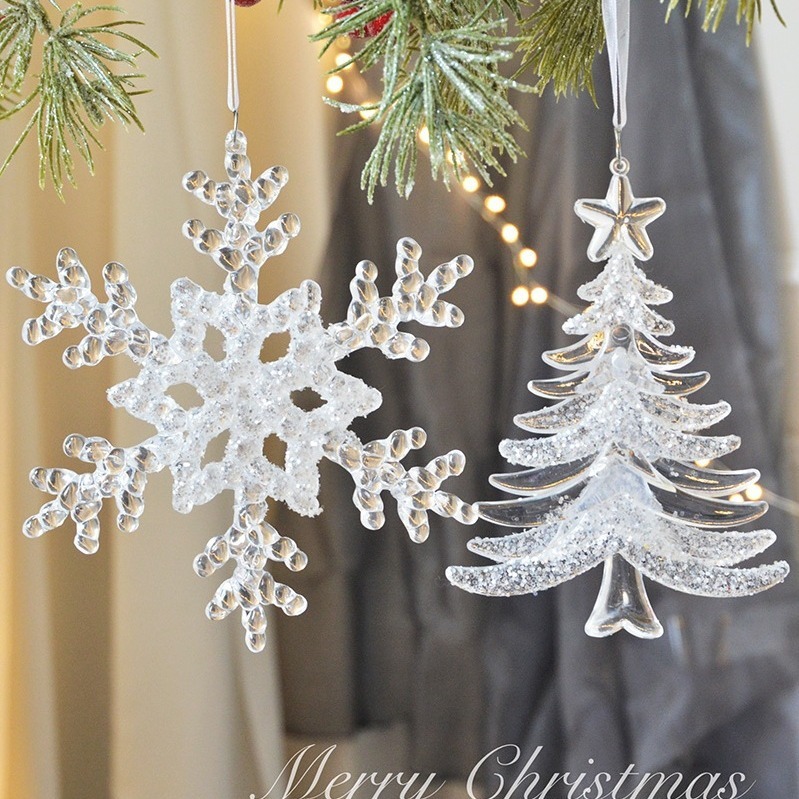 クリスタル質感Swanlaceアクリルキラキラ透明雪クリスマスツリーペンダント鈴装飾品|undefined