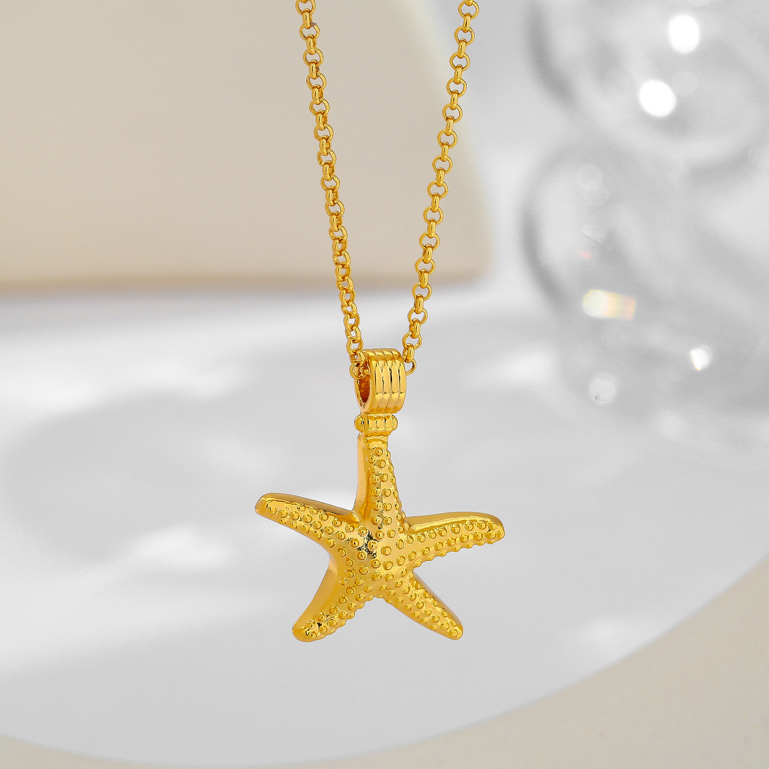 cross-border-explosions-holiday-style-starfish-pendant-necklace-sea-series-star-necklace-sea-wave-clavicle-chain-starfish-necklace
