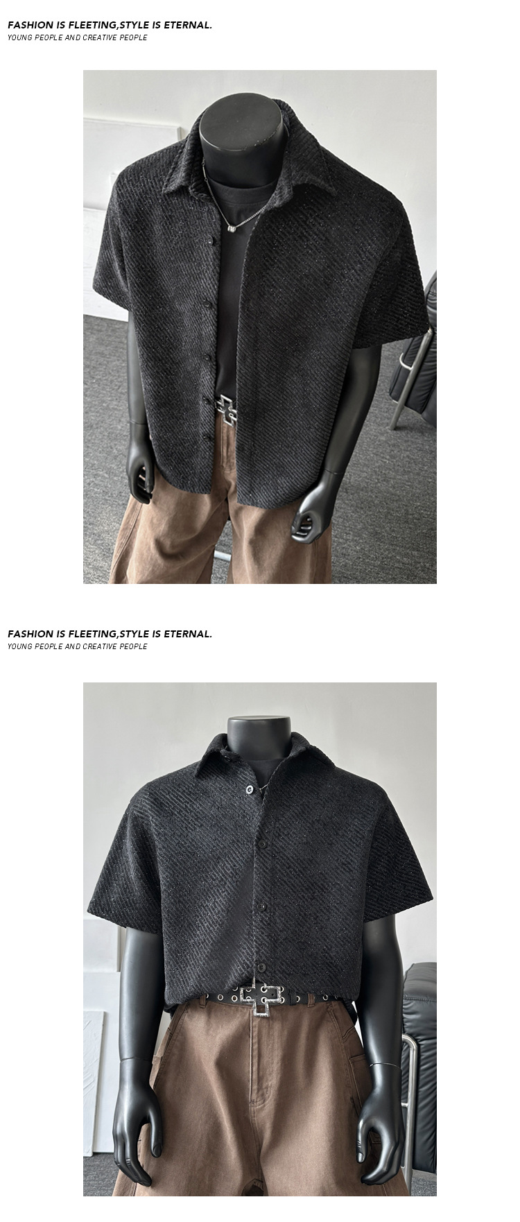 Oversized Casual Basic T-shirt For Men Unisex Hong Kong Style Loose_voghion.com