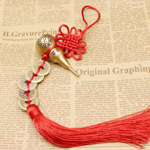 Pure copper gourd five emperors coin pendant China Ankang Fulu real copper coin real copper gourd street stall live broadcast decoration
