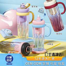 塑料杯女生大容量吸管水杯学生高颜值新款夏季户外便携耐高温水杯