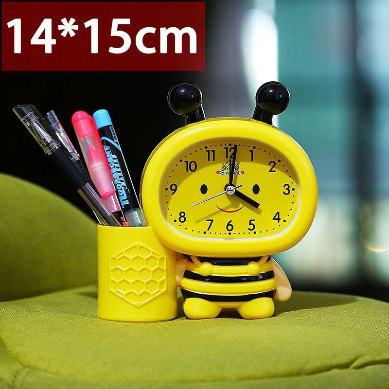 Male and female students innovative creative pen holder bee alarm clock bedside children cartoon bear fashion cute alarm clock