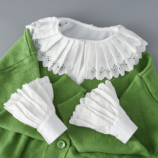 Two-layer handmade cotton crocheted pleated doll collar fashion sweater shirt all-match fake collar