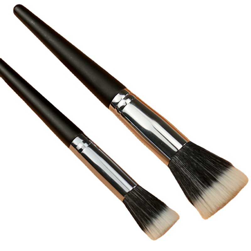 Punte de color cepillo de maquillaje de doble capa de fibra plana de cabello de madera simple cepillo blush de cabello suave herramientas de maquillaje fábrica personalizada