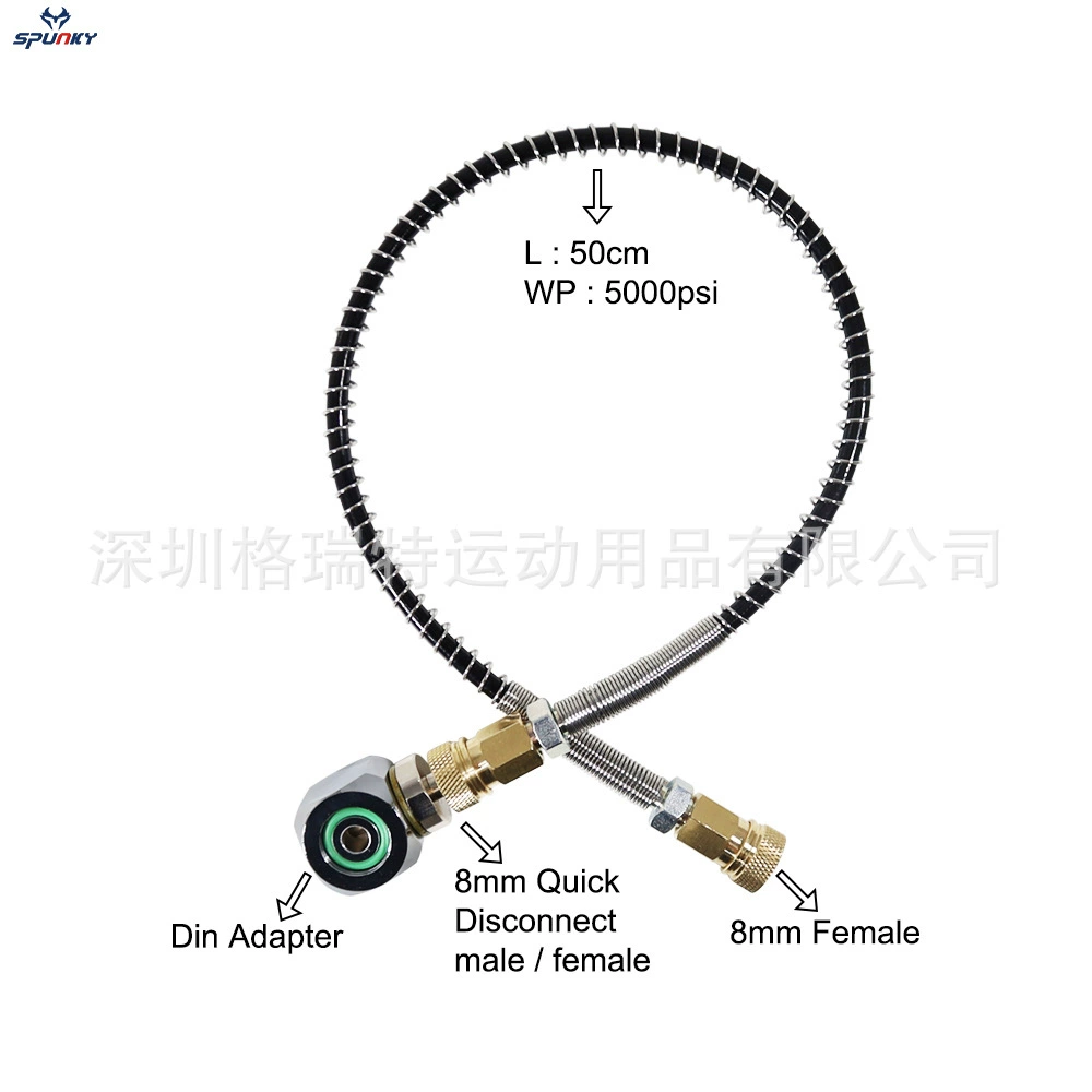 Дайвинг DIN газовый баллон с головкой 50cm полная пружина трубка с медной головкой материнского кислорода через газовый баллон большой и маленький