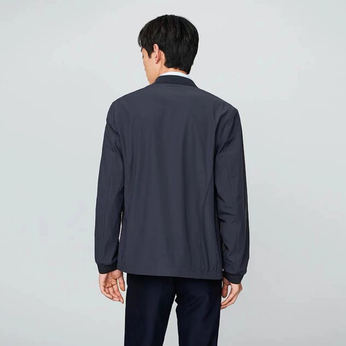 Spring Baseball Lapel Jacket for Men: Sleek Texture, Visible Stitching Details, 6-Way Stretch, and Versatile Business-Style Design for Spring and Autumn