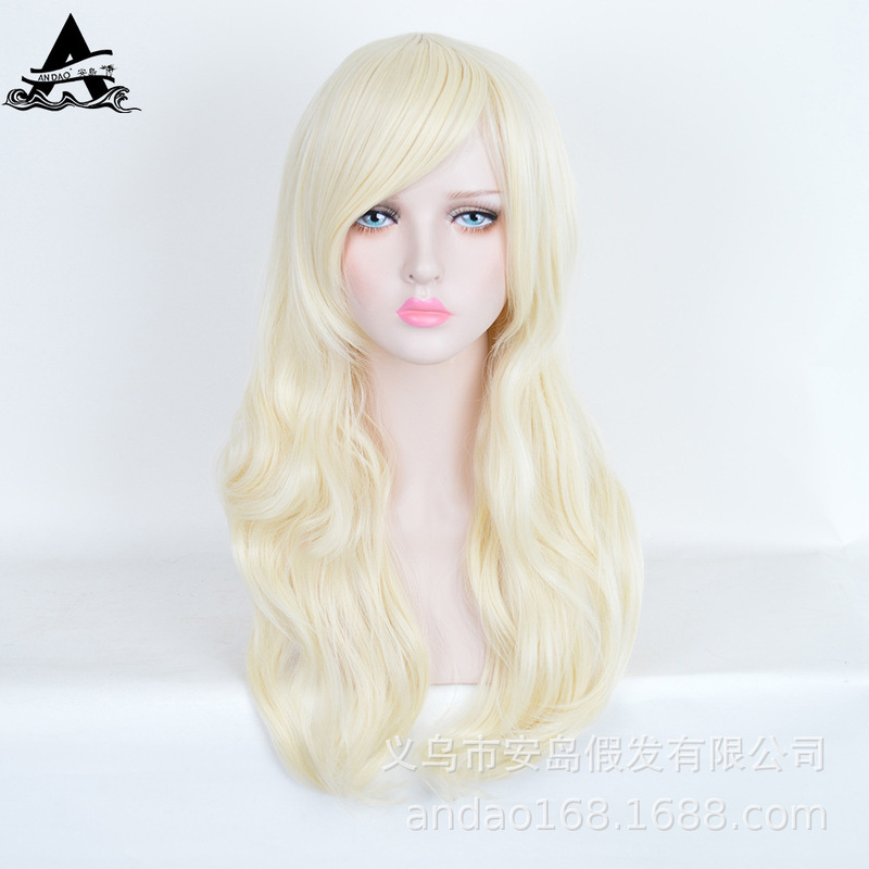 Anime Wig Women's Long Curly Hair Blonde Wig Halloween High-Temperature Synthetic Fiber Wig Factory Wholesale Anime Wig Women's Long Curly Hair Blonde Wig Halloween High-Temperature Synthetic Fiber Wig Factory Wholesale