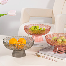 欧式轻奢树纹铜底果盘仿玻璃托盘客厅水果盘收纳摆件料PET盘批发