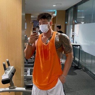 Men's cotton sports vest men's fashion brand summer solid color all-match sleeveless I-shaped running training clothes fitness clothes