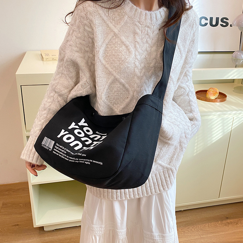 Korean-style canvas bag, artistic Japanese-style Instagram simple single-shoulder bag, school student schoolbag, men's large-capacity commuting bag undefined