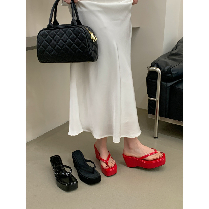 2026 Japanese-Style Wedge Flip-Flops Fairy Shoes for Outdoor Wear, Elegant High-Heeled Sandals for Women