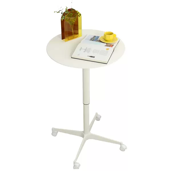 Movable Round Small Dining Table with Wheels, Home Sofa Side Table, Adjustable Simple Small Coffee Table, Small Table