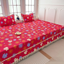 百福图大炕盖炕垫农村土炕火炕床单炕毯四季通用红色床盖